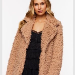 🔥🔥Forever 21 Faux Fur Notched Open-Front Coat